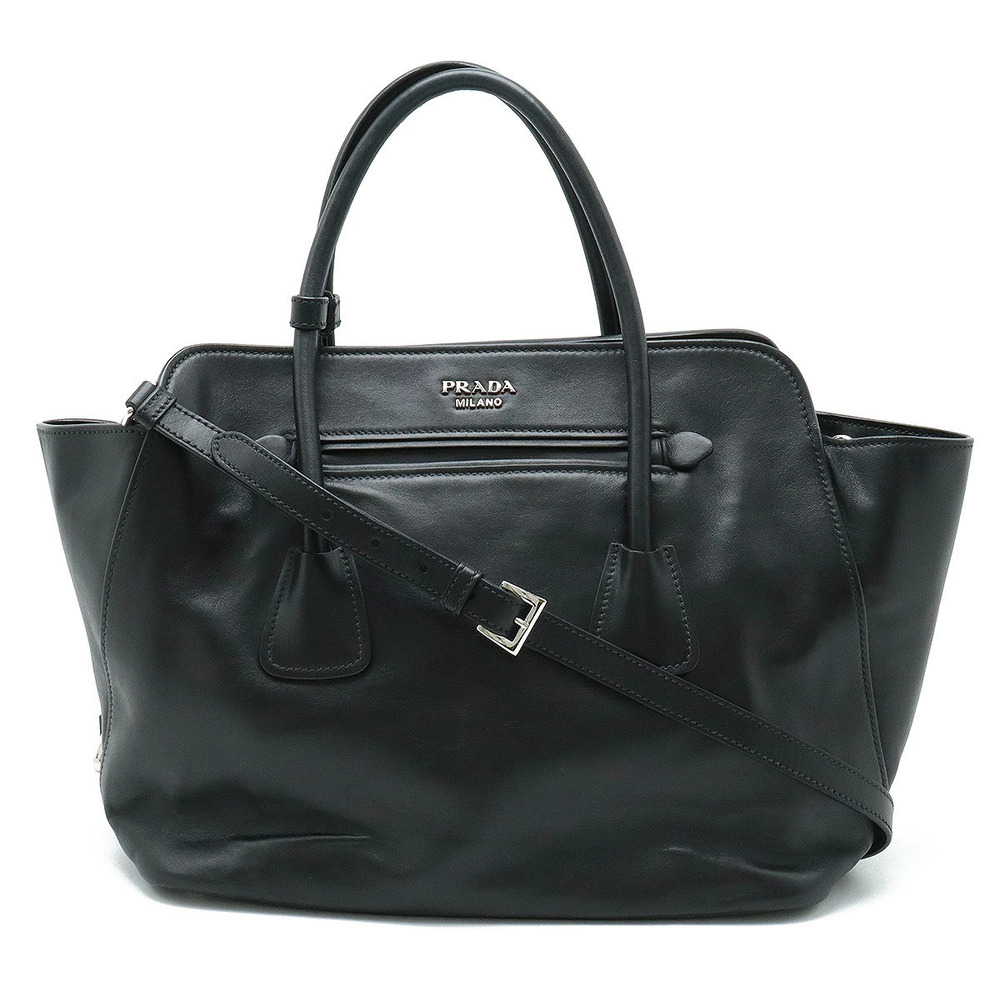 Prada 2way Shoulder Bag SOFT CALF Leather NERO Black